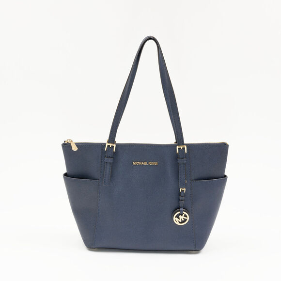 MICHAEL Michael Kors Jet Set Large Crossgrain Leather Tote Bag Blue (Pre-owned) - Picture 1 of 5
